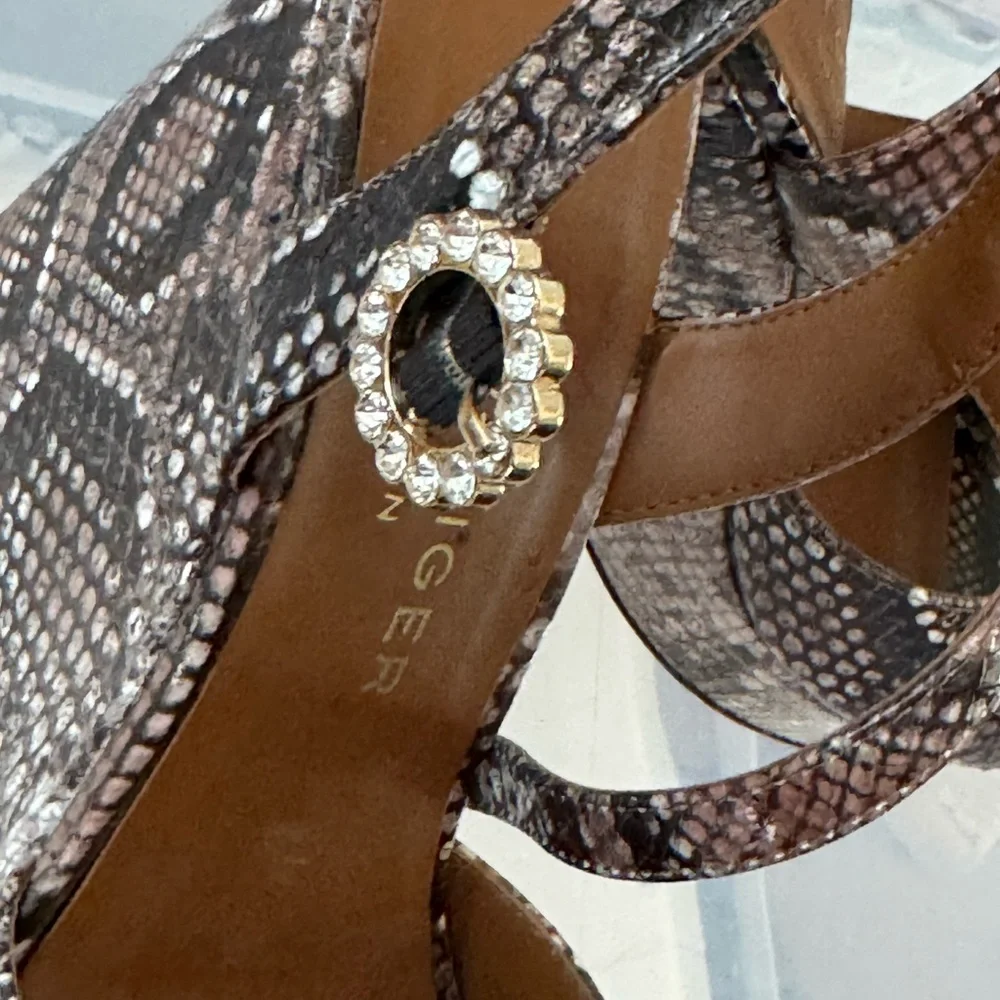 Kurt Geiger London Archer Snake-Embossed Wedge Platform Sandals